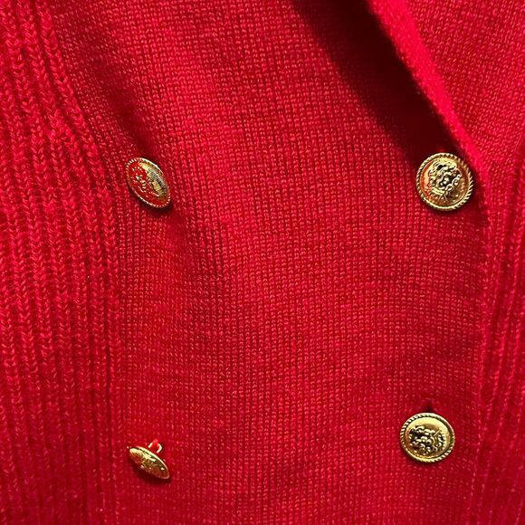 Talbots Sweater Vest Wool SZ S Preppy Red Double Breasted Gold Buttons Hong Kong - Picture 4 of 15